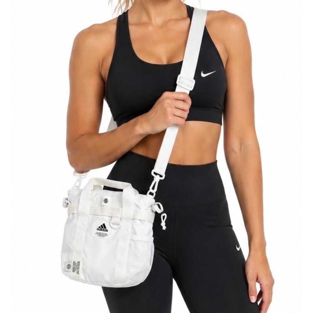 ADIDAS Three Stripe Life White Crossbody No Dye Gym Messenger Mini Tote Bag NWOT